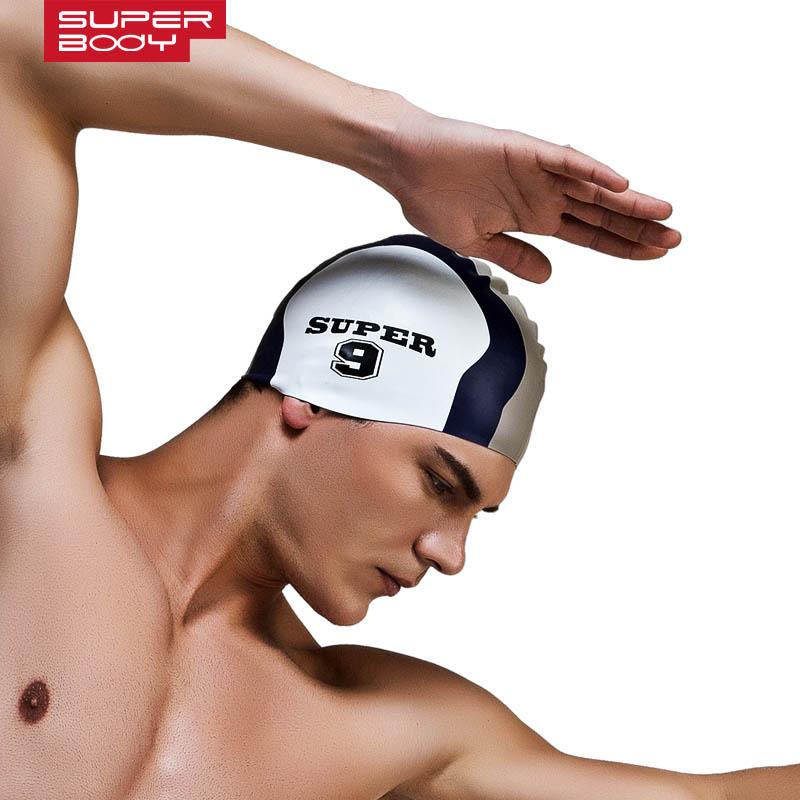 Sommer Wasser Mann Schwimmkappen Silikon Jungen Neu Blau Badekappe Männlich Erwachsenen Professionell Wasserdicht Ohr Verkauf