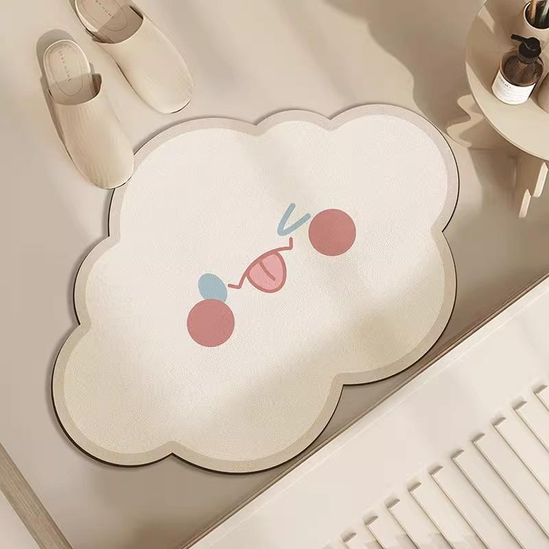 Crème Wind Speciale Vorm Wolken, Diatomeeënaarde Vloermat, Badkamer, Badkamer, Antislip Mat, Vuilafstotende Deurmat, Makkelijk te Onderhouden 50*80cm