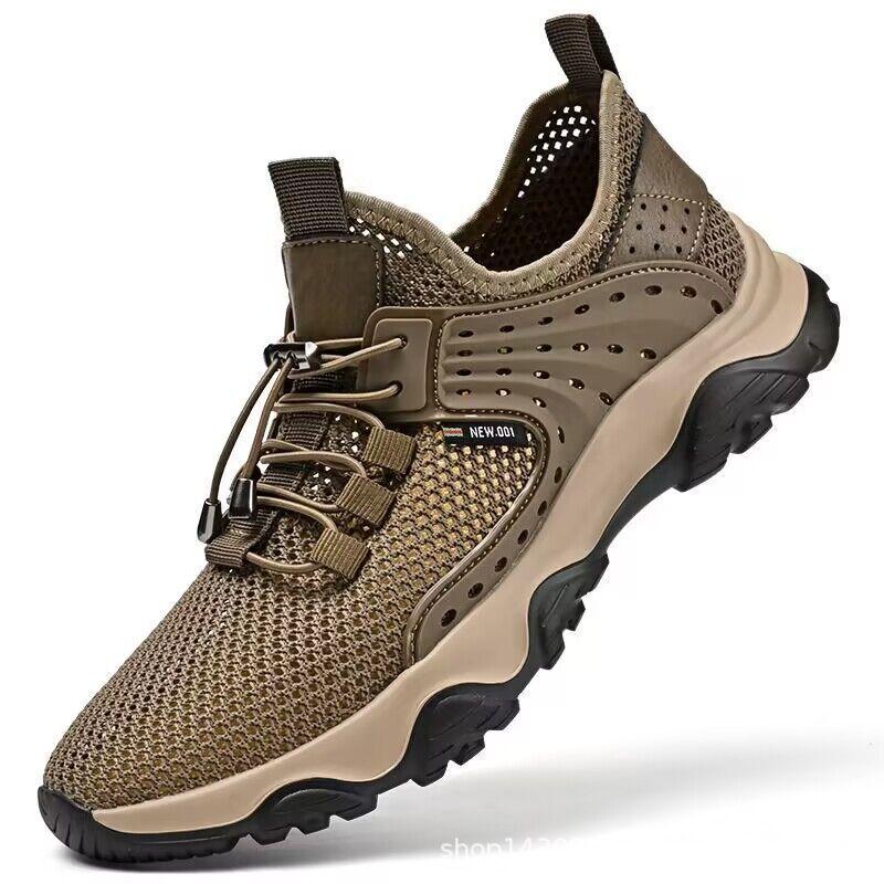 

Літні нові чорні повсякденні спортивні чоловічі тонкі сітчасті туфлі з м яким верхом, легкі, з м якою підошвою, дихаючі, порожнисті кросівки для бігу Standard shoe size хакі