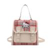 Korean backpack college style Hello Kitty new female cute plaid 2025 student commuting versatile messenger bag