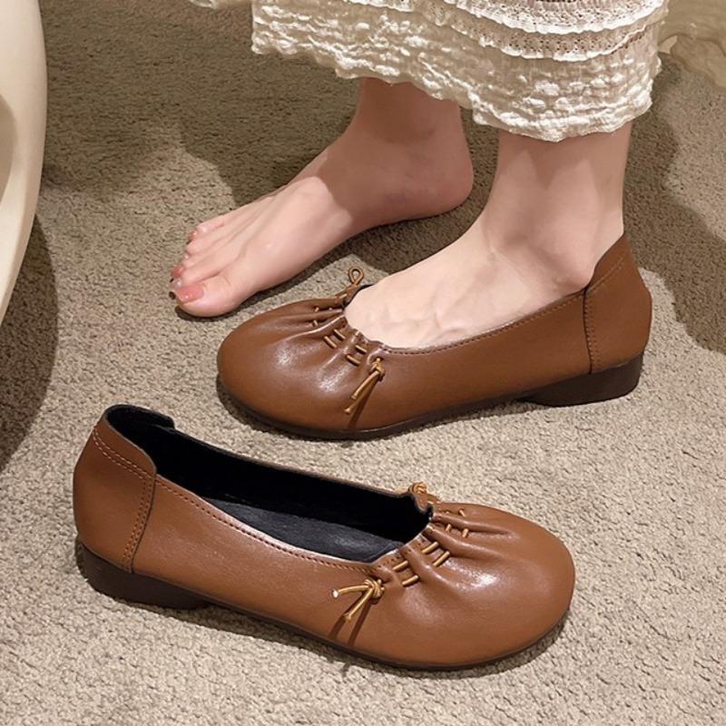 Fashion Pleated Women Flats Shoes Fashion Shallow New Autumn Loafers Shoes 2025 Casual Sneakers Classical Elegant Soft Zapatillas Mujer