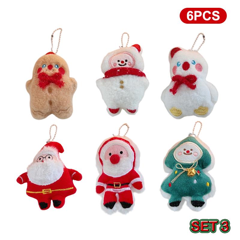 Kawaii Christmas Plush Keychain Christmas Tree Deer Hanging Ornaments Christmas Gift Schoolbag Keychain Bag Pendant Kids Gift