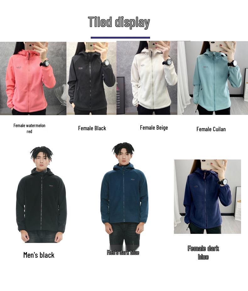 Women's Hooded Polar Fleece Softshell Jacket - Outdoor Windbreaker for Spring/Autumn