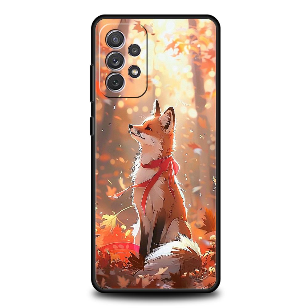 Phone Case for Samsung Galaxy A55 A53 A52 A52S A51 A41 A35 A32 A25 A23 A15 A13 A71 A72 5G Soft TPU Shell Cute Animal Fox Fundas