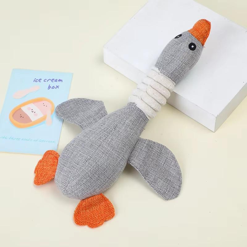 Eco - Friendly Plush Duck Dog Toy with Squeaker for Chewing and Teething - Interactive Pet Supplies Cat Dog Toys