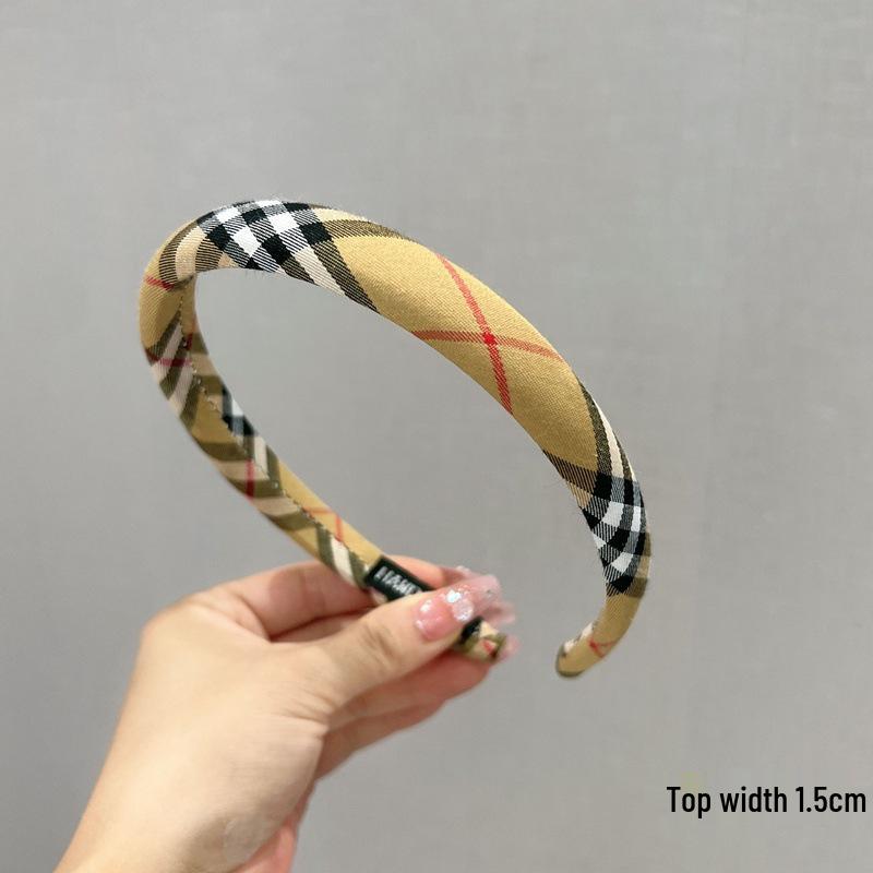 

Classic British Plaid Sponge Headband: Retro Preppy High Crown