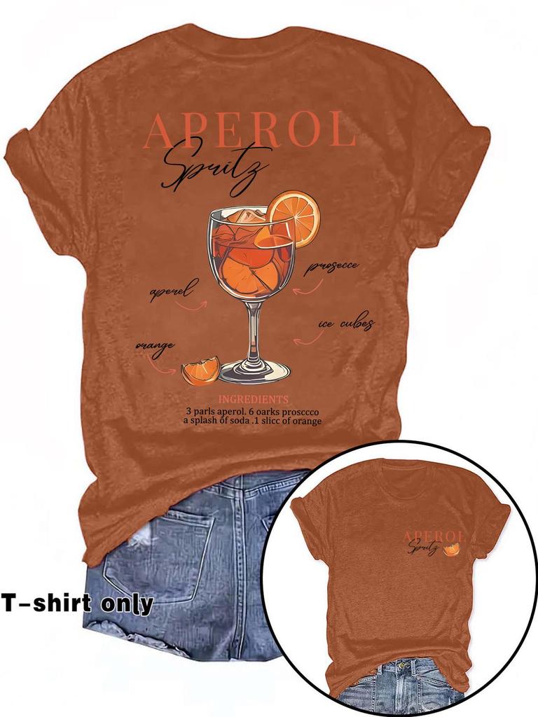 Women's Summer APEROL Print Short Sleeve T-Shirt - European & American Fashion, Hot Selling
