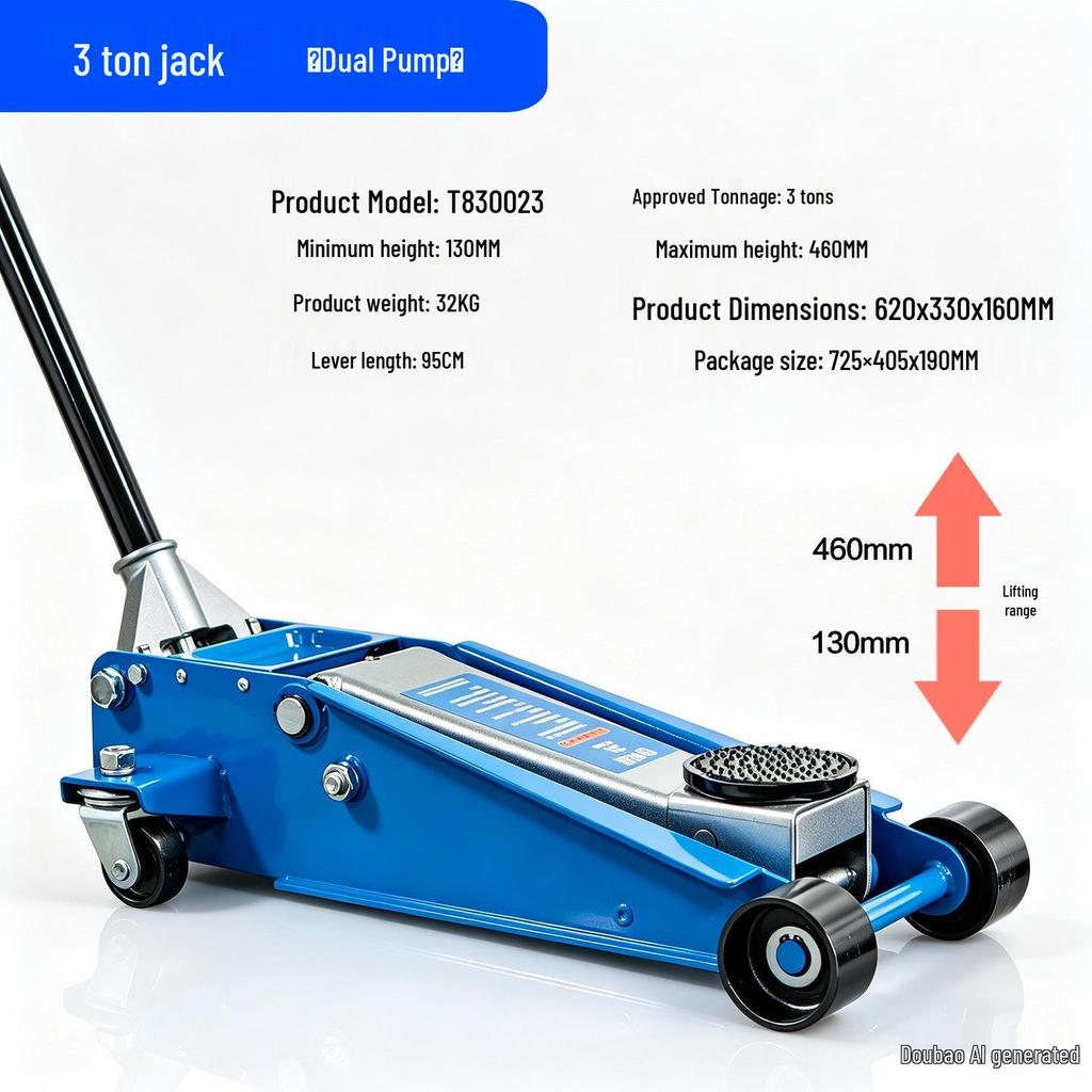 2-Ton Horizontal Hydraulic Car Jack for SUVs – 3T Tire Change Tool