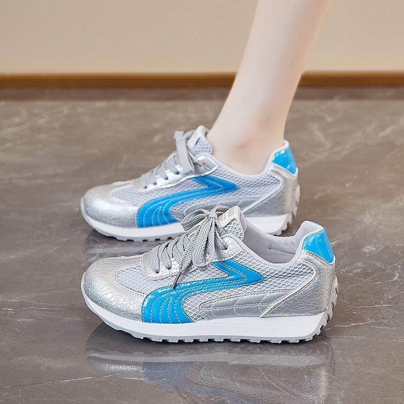 Platform-soled Forrest Gump shoes women's 2025 summer new breathable casual feet small German training shoes mesh light sports shoes