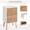 Comfortable 4 Drawer Dresser Bedroom Nightstand With Raised Legs For Living Room 40x30x75 Cm White And Natural