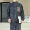 Langsha Men's Plush Lined Zipper Home Pajama Set