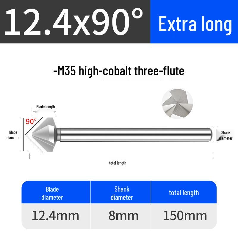 Cobalt Titanium-Plated Chamfering Drill for Stainless Steel - Single/Triple-Edge Countersink & Deburring Tool.