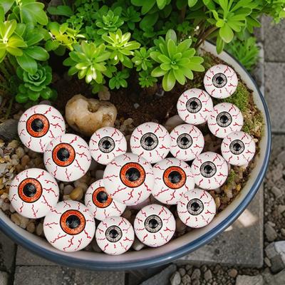 6 Stück Halloween Augapfel Ornamente Harz Realistische Augäpfel Gruselige Augapfel Dekorationen für Topfpflanzen DIY Handwerk Horror Themenparty Dekoration