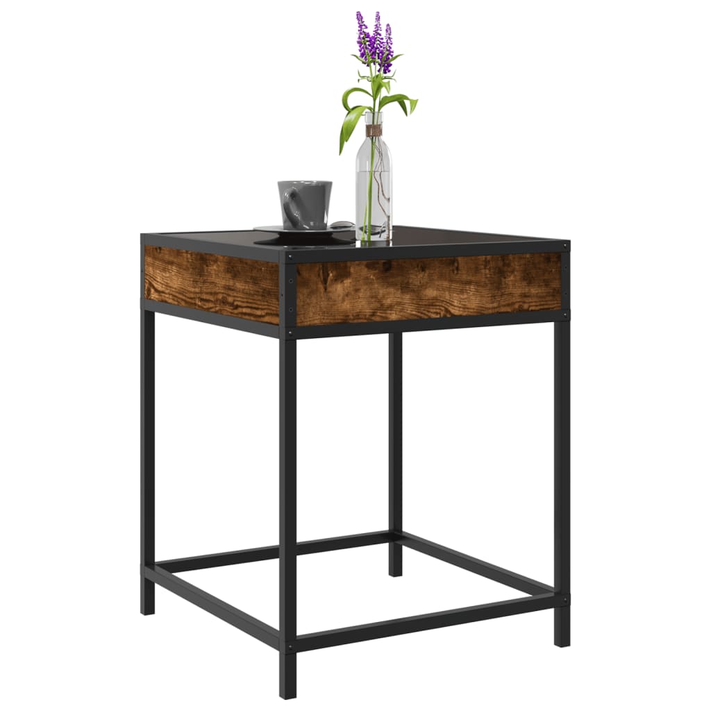 Infinity LED Coffee Table in Smoked Oak 40 x 40 x 51 cm