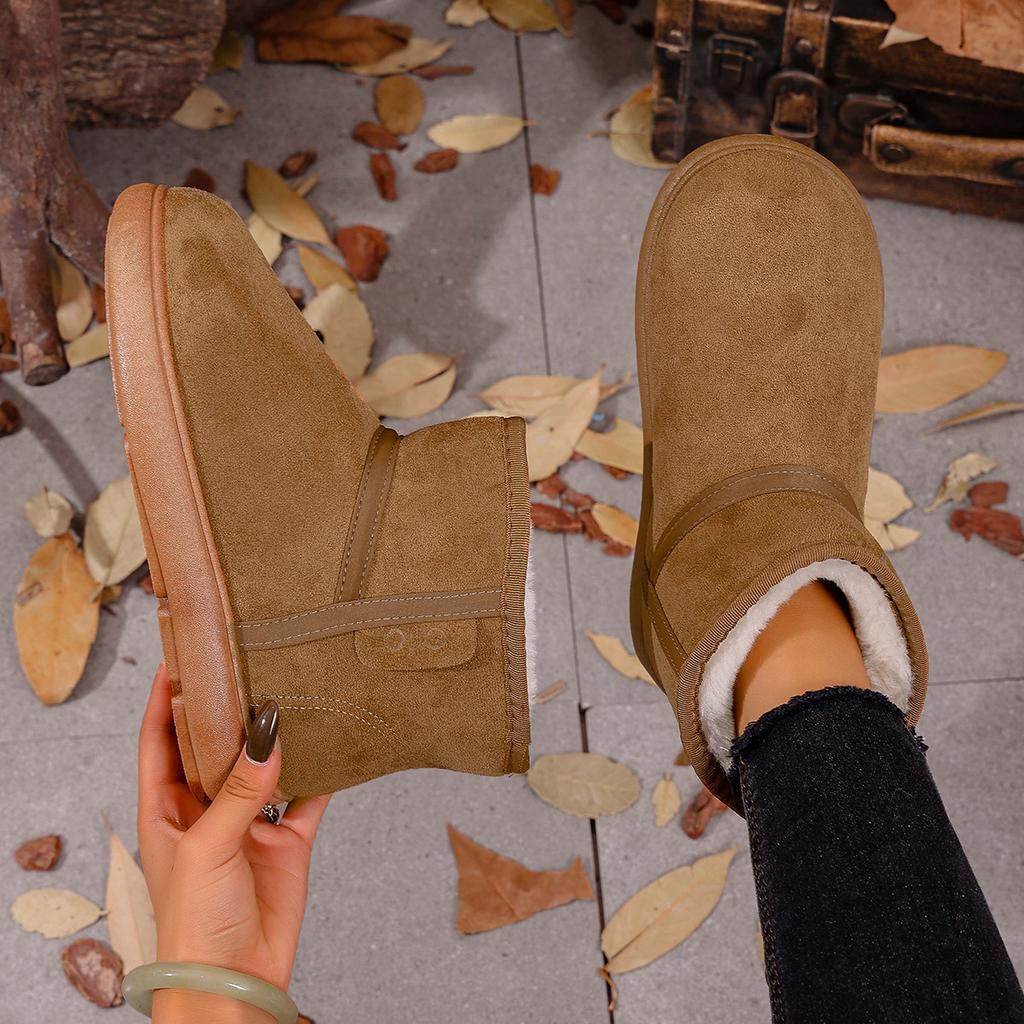 Winter Thick Bottomed Lined Large Head Snow Boots Comfortable Women Warm Short Tube Bread Cotton Shoes Round Toe Boots for Women