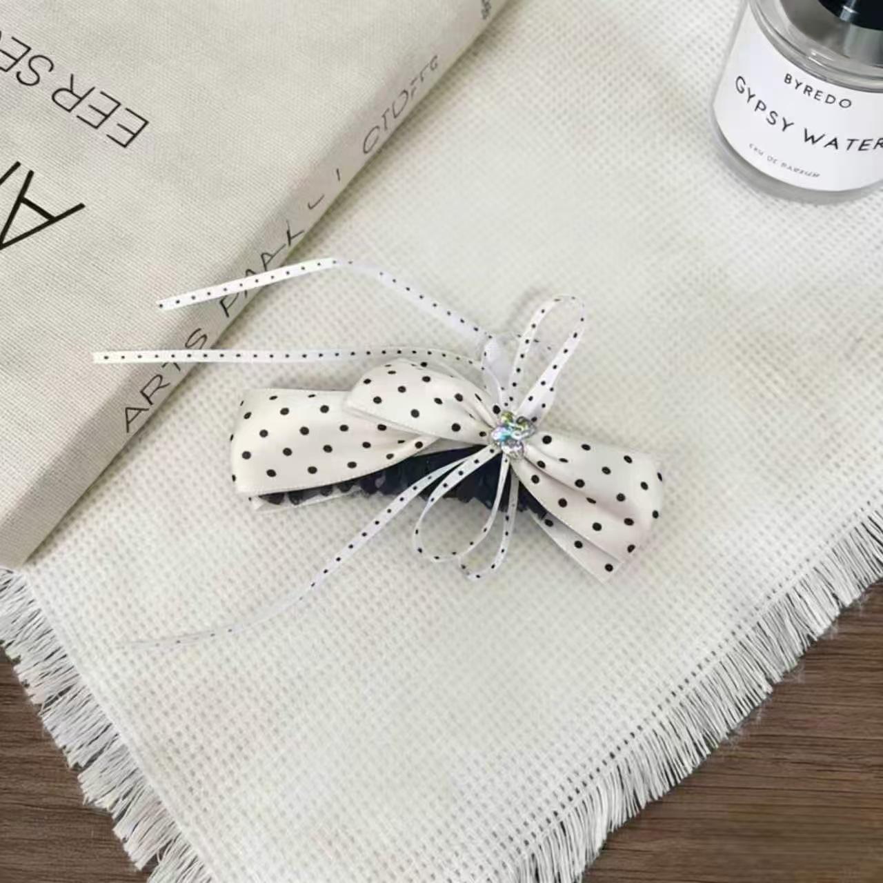 Pink Polka Dot Bow Twist Hair Clip - Korean Style, High-End Feel, Chic Hair Accessory for Women