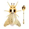 With Spoon Included Honey Dispenser Pot Gold Crystal Syrup Container Bee Shaped Jar  For Desserts