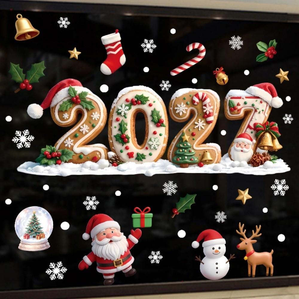 DIY 2027 Static Cling Decal Removable Static Xmas Party Door Stickers  Party Supplies