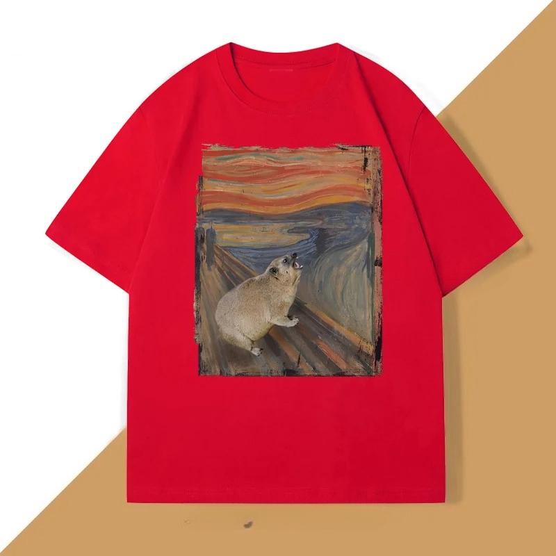 

Hyrax Scream Parody Meme TShirt Womens Vintage Short Sleeve Crew Neck TShirt Loose Casual Womens Clothing Graphic T Shirts 4XL
