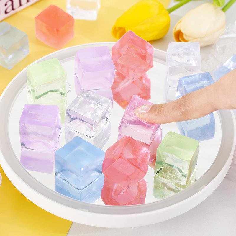 10/30/50Pcs Ice Cube Square Sensory Toy Stress Ball Mochi Squishies Squeeze Toys For Adults Kids Summer Toys Party Favors