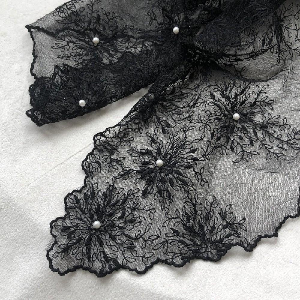 Versatile Retro Lace Scarf Elegant 130×30cm Headscarf Embroidered Flower Literary Style Shawl for Women