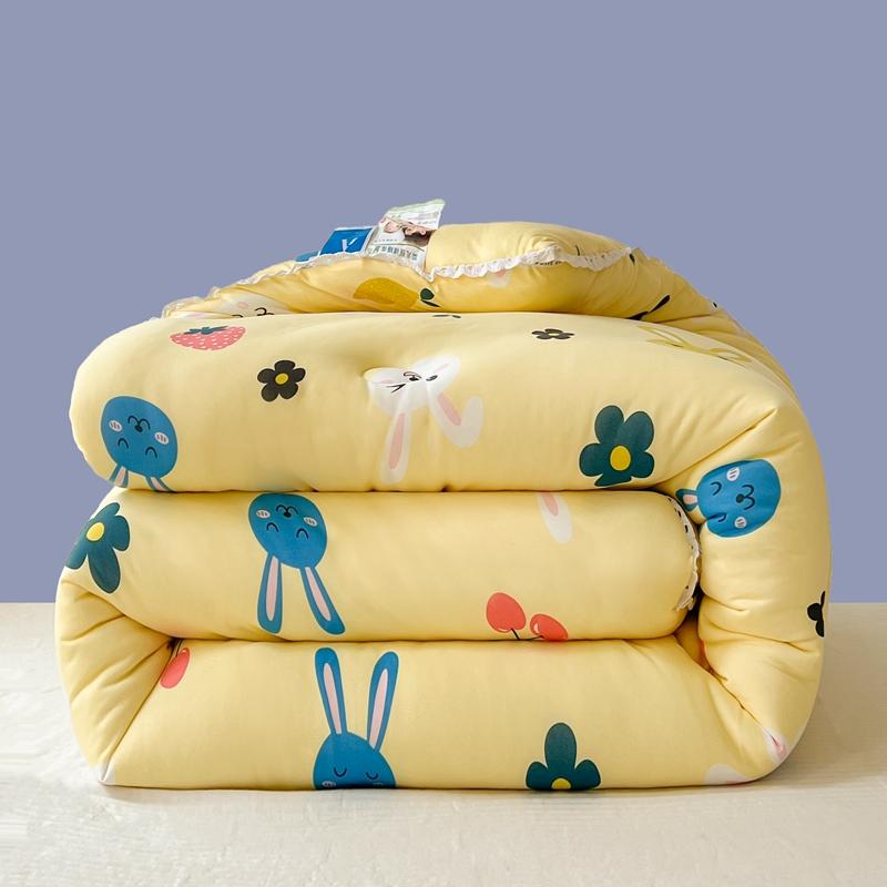 All-Season Cute Cartoon Print Comforter Adults Children Thick Warm Winter Quilts Single Double Size Soy Fiber Soft Quilt for Bed