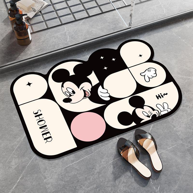Mata łazienkowa z ziemią okrzemkową Myszki Miki, szybkoschnąca, antypoślizgowa