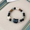 Hot-selling cat beaded bracelet cute cat elastic rope Jingdezhen ceramic bracelet