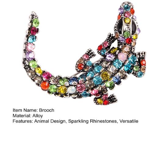 Alloy Brooch Sparkling Rhinestones Inlaid Animal Design Collar Pin Non-Fading Bright Drip Technology Clothing Pin Wedding Christmas Accessories