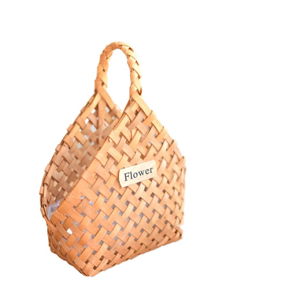 

Корзина для цветов ручной работы Деревянная подарочная упаковочная коробка Портативная корзина для хранения Еда S-Style A