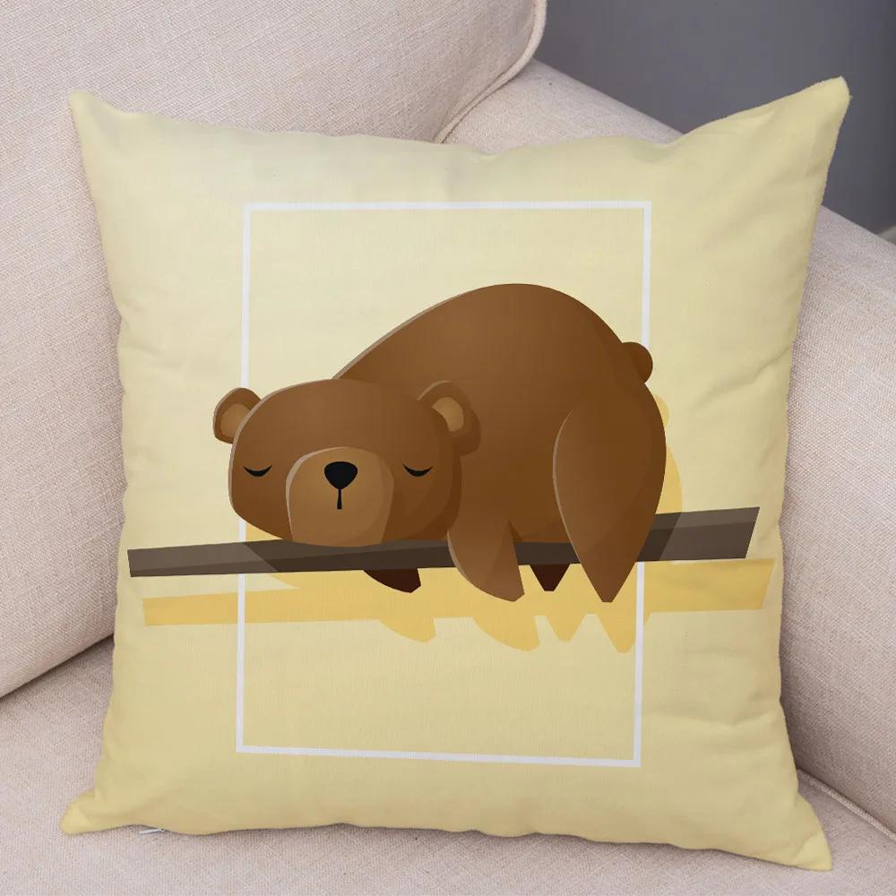 Cute Cartoon Animal Decoration Pillowcase Pig Bear Cow Shark  Sofa Room Cushion Cover Kindergarten Home