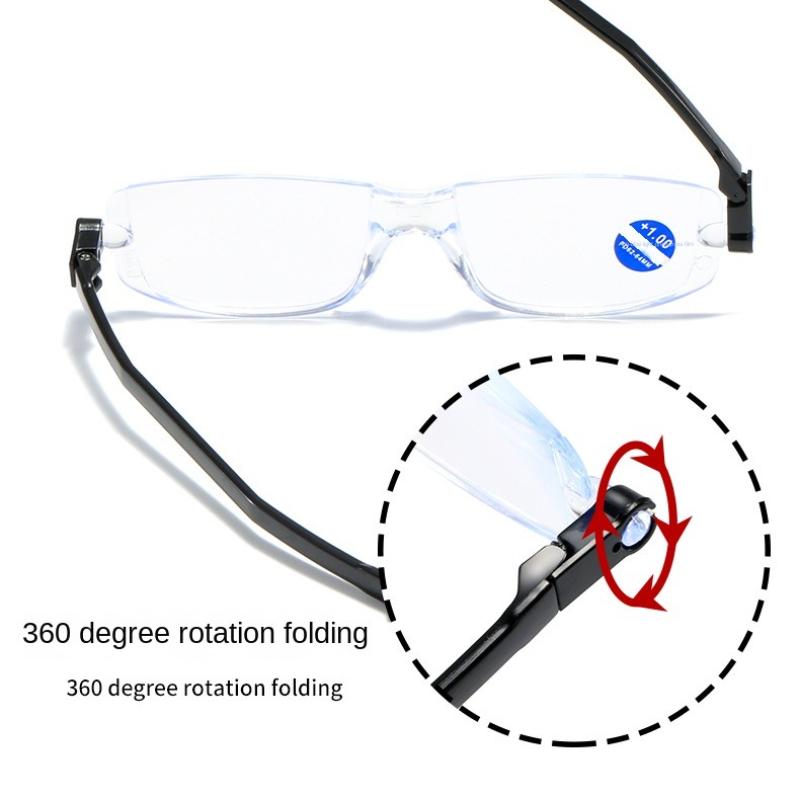New Folding Reading Glasses With Box 360 °Rotating Lightweight Presbyopic Eyewear Women Foldable Reading Eyeglass Mirror Leg