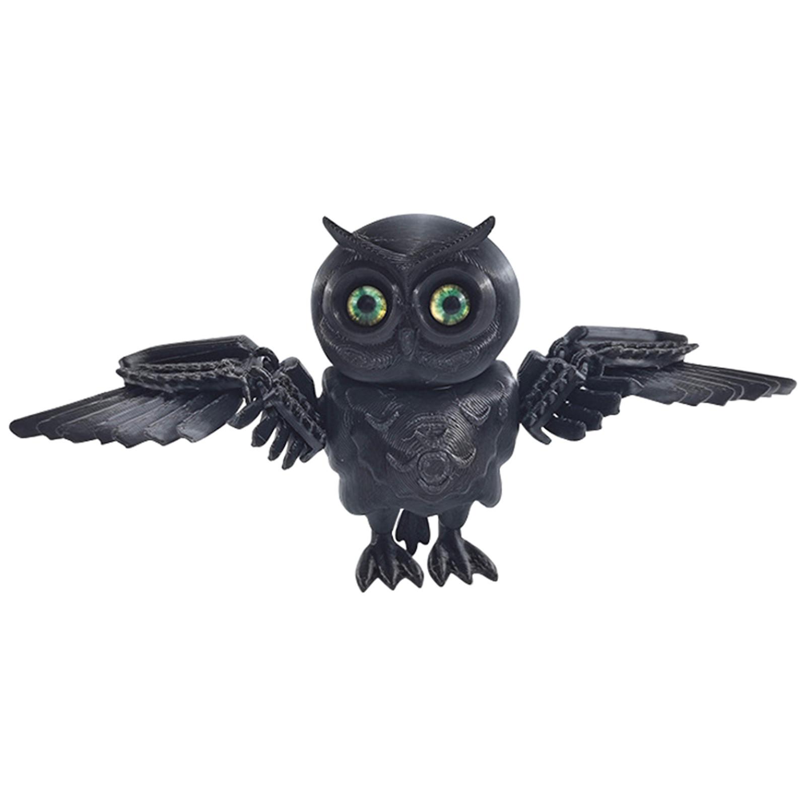 

3D-печатная изысканная сова 3D-сова милые украшения игрушка кукла дятел красочные поделки с птицами украшения One Size чёрный