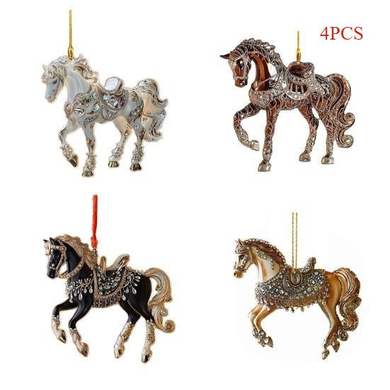 

2D - Багатоколірний акриловий автомобільний шарм у формі коня зі стразами для дзеркала заднього виду або різдвяної ялинки 8