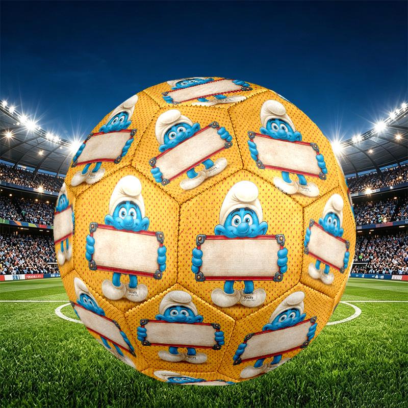 Blue Smurfs Print Size 5 Soccer Ball, PU Wear Resistant Football for Match Training and Daily Practice, Birthday Gift for Soccer Fans