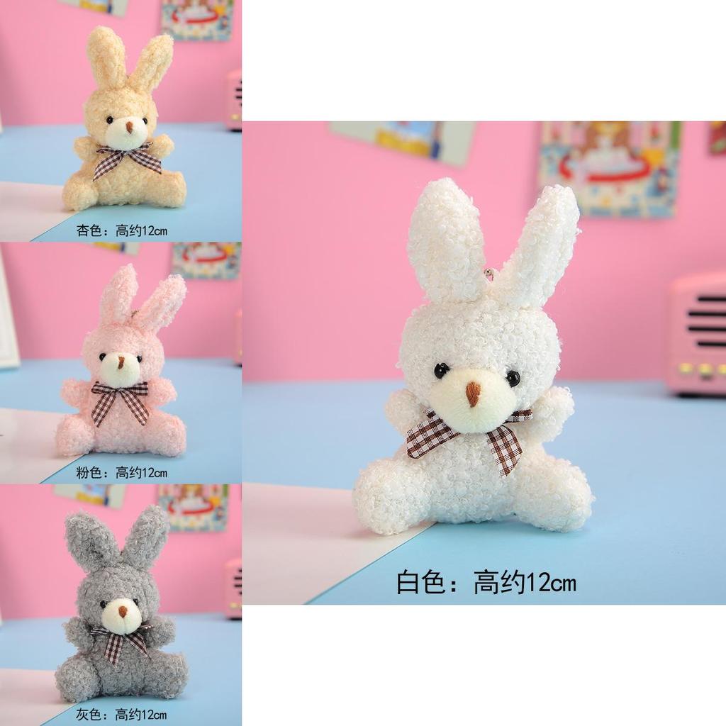 Adorable Plush Bunny Keychain Teddy Bear Style Soft And Fluffy Backpack Accessories