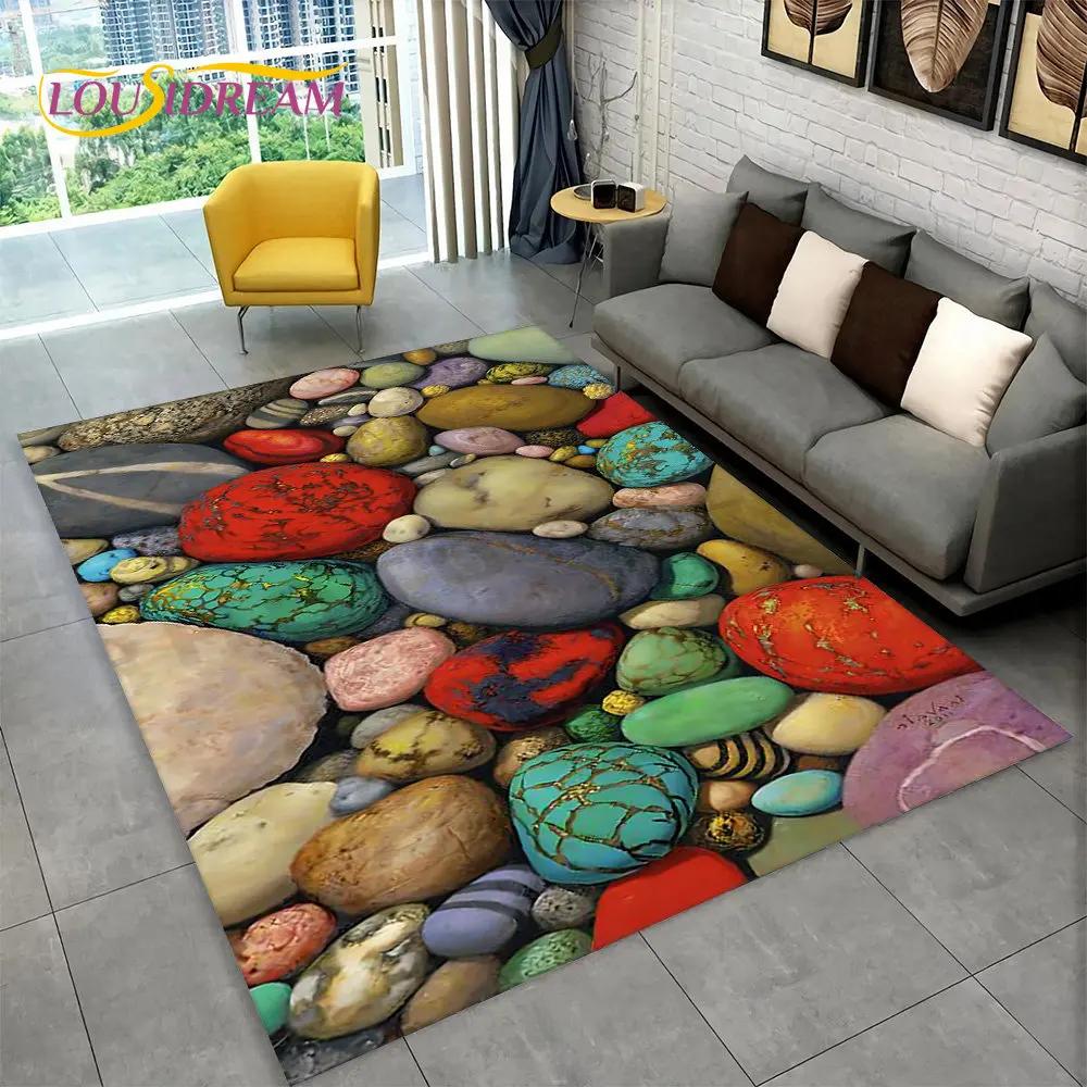 טביעת רגל תלת מימדית אבן חוף שטח שטיח חלוקי נחל, שטיח שטיח לבית סלון חדר שינה ספה שטיח לדלת עיצוב מטבח מחצלת רצפה מונעת החלקה