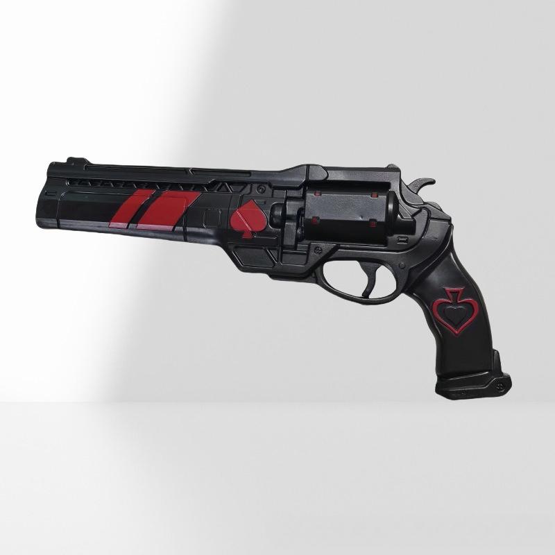 40cm/15.75in Game Peripheral Ace of Heart Revolver COSPlay Halloween Sword Model Prop PU Simulation Boy Toy Gun Desktop Ornament