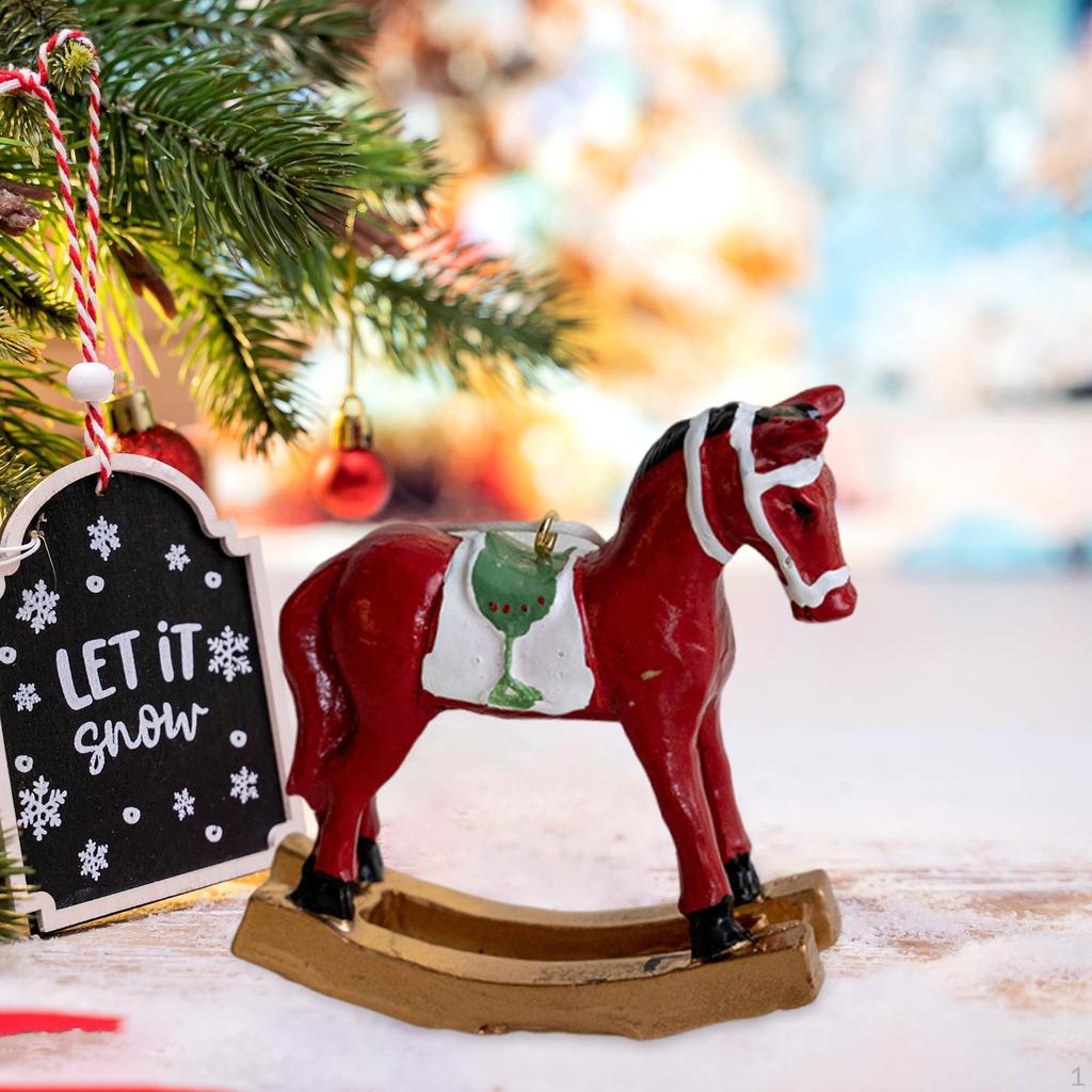Christmas Horse Figurine Home Accent Decoration for Table Shelf Entrance