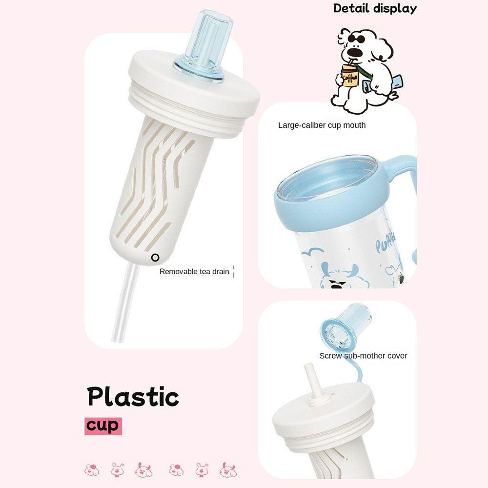 800ml Cartoon  Water Cup with Straw Milk Tea Cup Cartoon Plastic Water Bottle  Summer