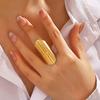 Unique Stainless Steel Zircon Ring Suitable for Women Exaggerated Waterproof Jewelry 18K Gold Plated Ring Gift