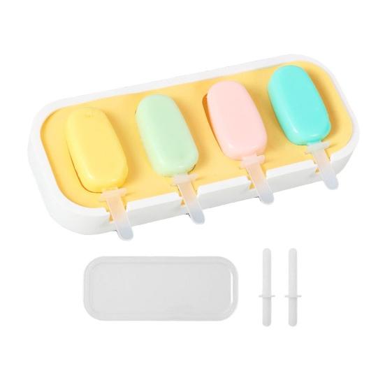 Popsicle Mold with Lid, Silicone Ice Cream Molds with 6 Sticks, 4 Cavities DIY Handmade Popsicle Mold for Making Cakesicles, Cake Pops, Ice Cream