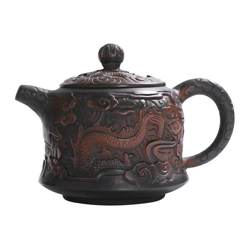 Zitao Purple Clay Hand-Carved Xishi Teapot