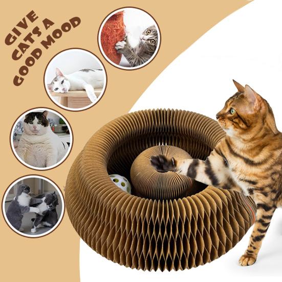 Yousheng Cats Accordion Scratcher Magnetic Accordion Cat Scratching Board with Bell Ball Interactive Foldable Funny Scratcher for Indoor Cats Mental