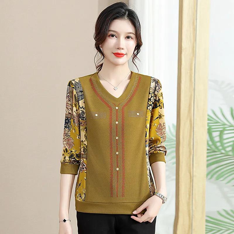 Women S Long Sleeve T Shirt Loose Fit Autumn Basic Top For Middle Aged Mom