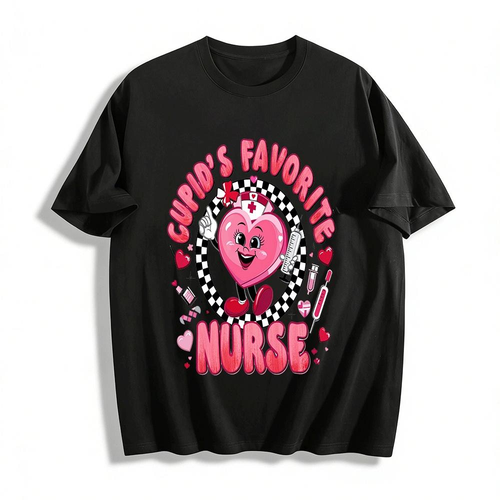 

Cupid s Favorite Nurse Themed Printed Casual Top Pure cotton T-shirt XXS