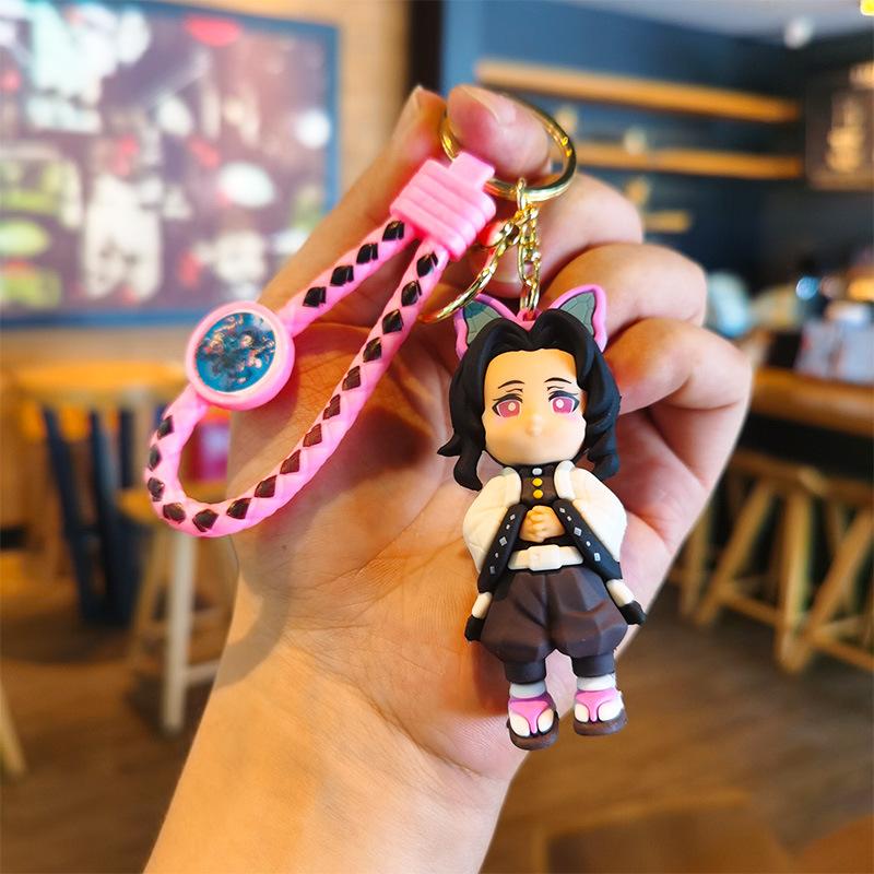 Anime Q Version Demon Slayer PVC Keychain Cute Nezuko Agatsuma Zenitsu Character Bag Pendant Car Anime Accessories Keychain