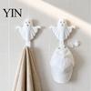 Minimalist White Hook 2Pcs 3D Printed Halloween Ghost Wall Hook, Decorative Hanger for Space Saving Organizer Hats Towels Keys, Creative Storage