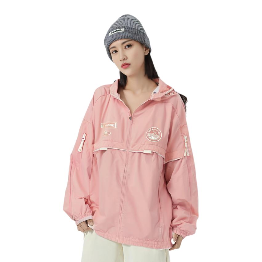 Li Ning Hooded Loose Sports Windbreaker Jacket Women Jacket Fog-Rose AFDQ272-1