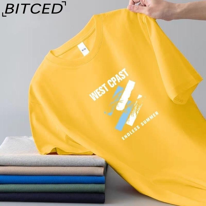 BITCED Cotton Short Sleeve T-shirt Men's Fashion Loose Half Sleeve Shirt Printed Compassionate Shirt